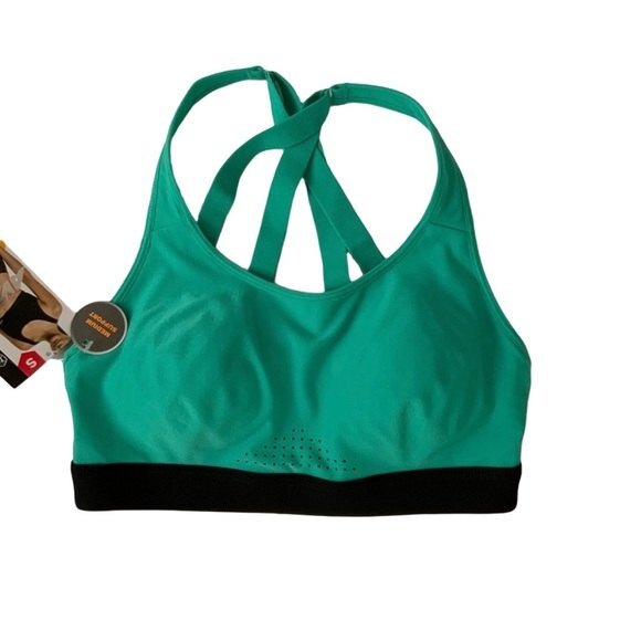 Avia Green Medium Support Strappy Sports Bra - Picture 1 of 8